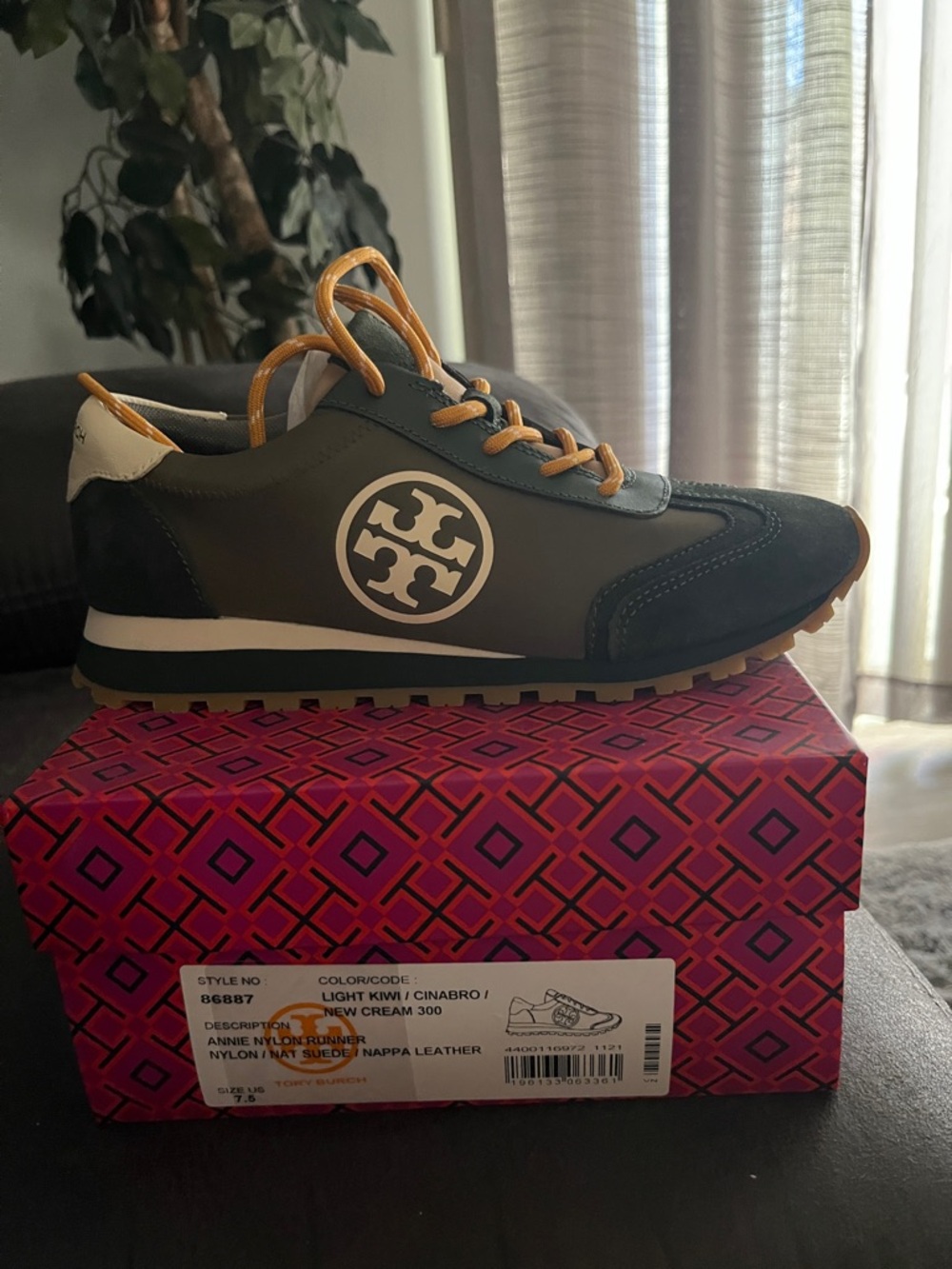 Tory Burch Men’s Light Khaki and Tan Runner Sneaker